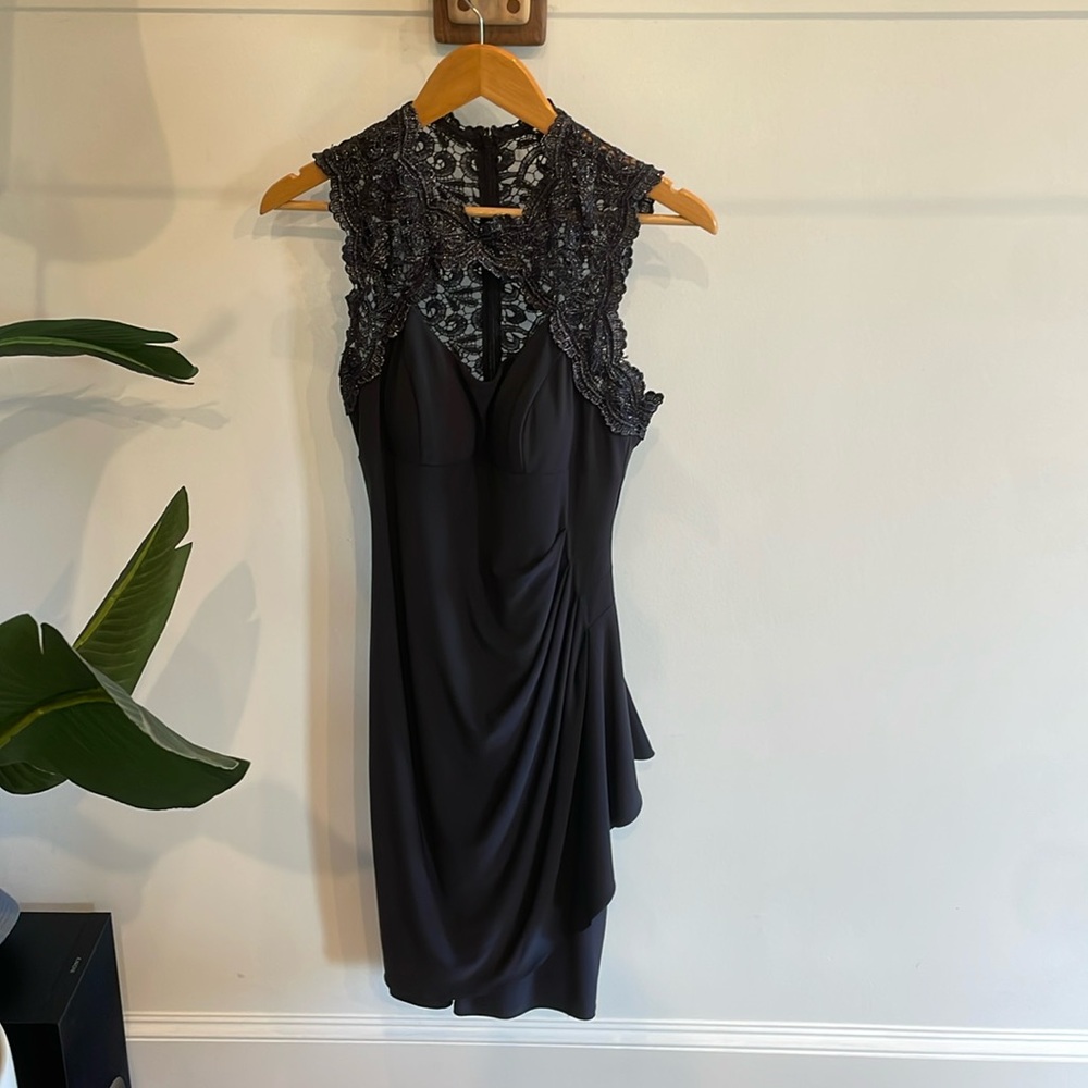 Black fitted midi dress